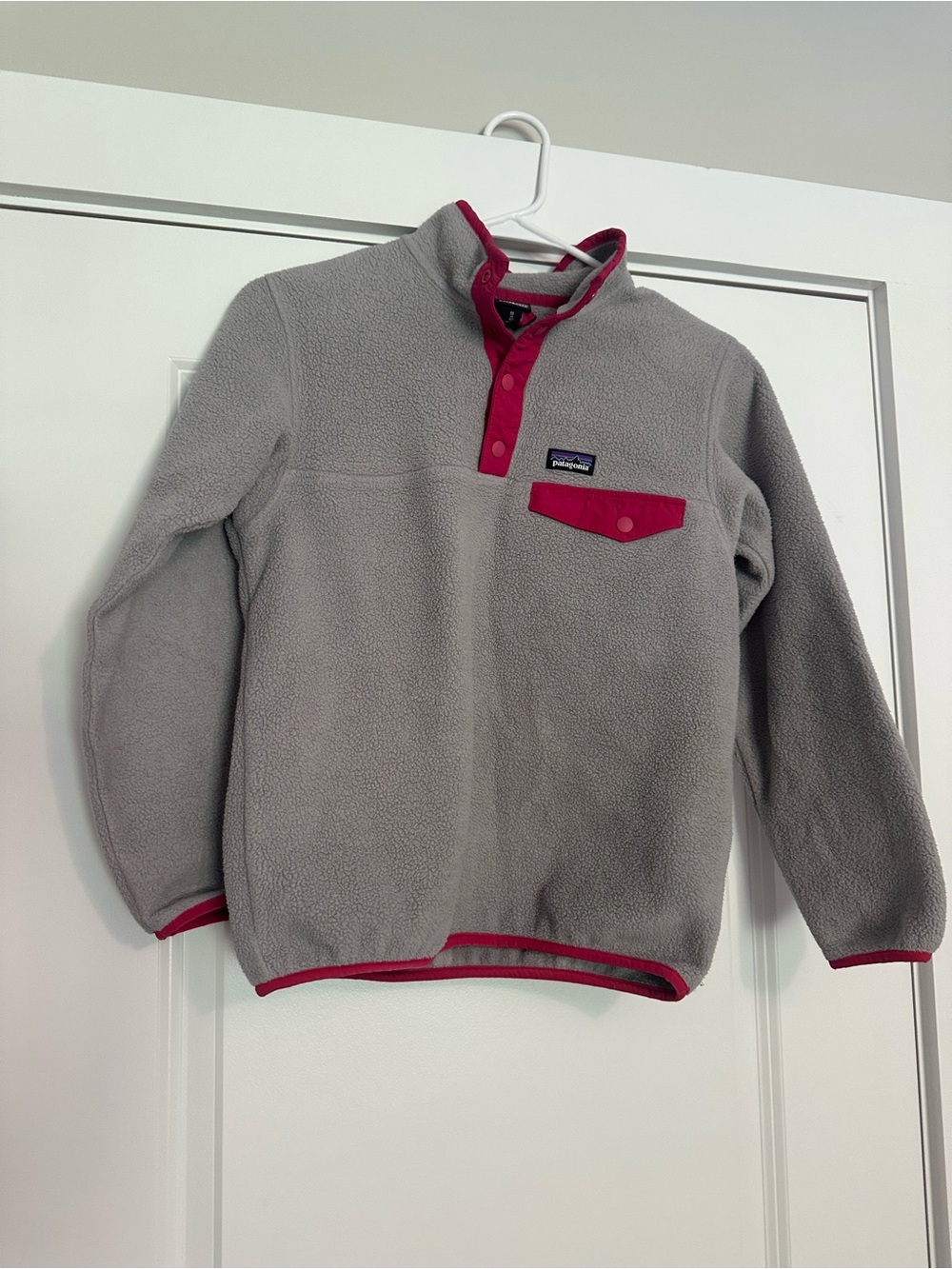 Patagonia Fleece Pullover with Pink Trim